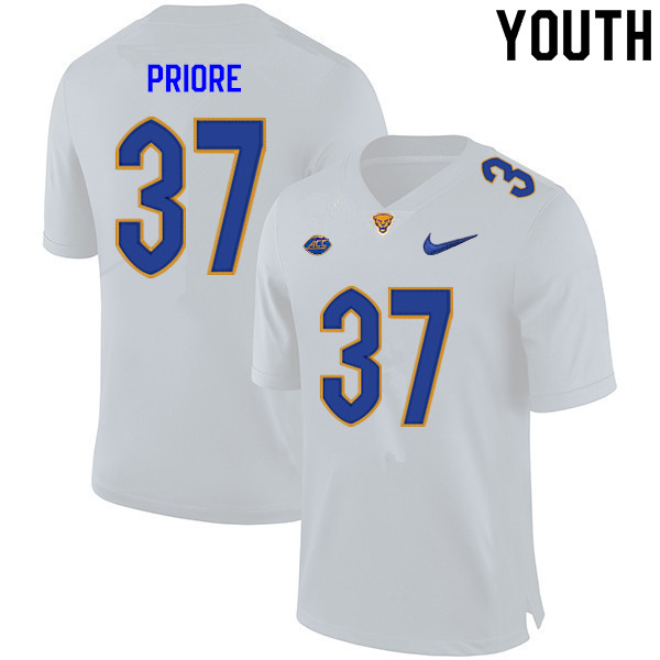 Youth #37 Angelo Priore Pitt Panthers College Football Jerseys Sale-White